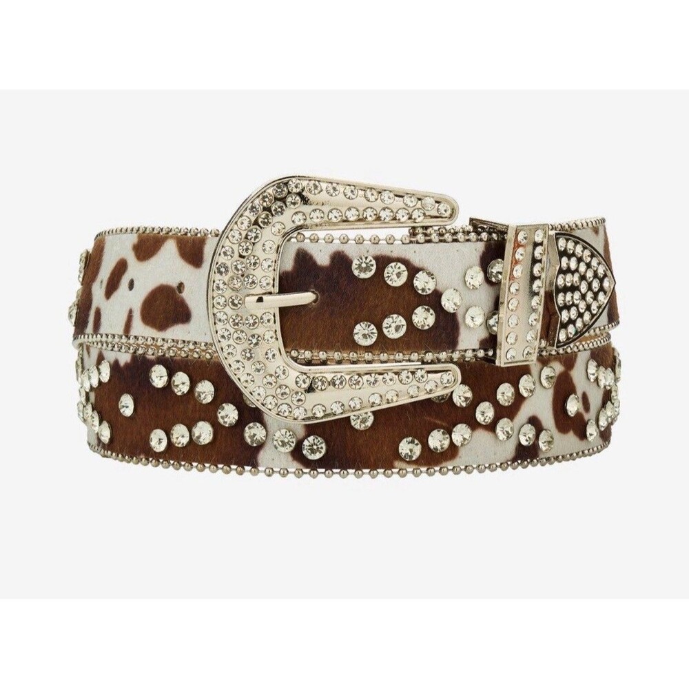 HOT TOPIC L Sparkly Cow Hide Rhinestone Cowgirl Country Belt